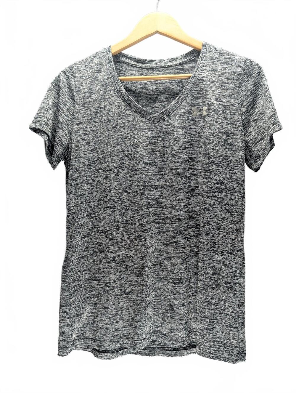Under Armour Women M Gray HeatGear Short Sleeve V-Neck Shirt